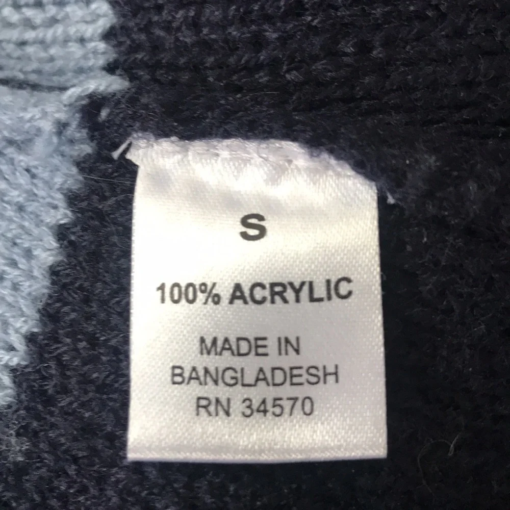 Jason Maxwell color block blue, white, gray fall winter open cardigan sweater S